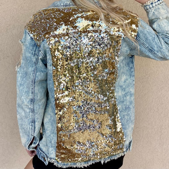 L&B Jackets & Coats Lb Sequin Denim Jacket Poshmark